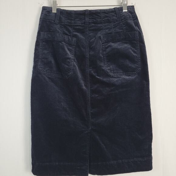 Maeve by Anthropologie Collette Corduroy Pencil Skirt sz M Navy patch pockets - Picture 10 of 12